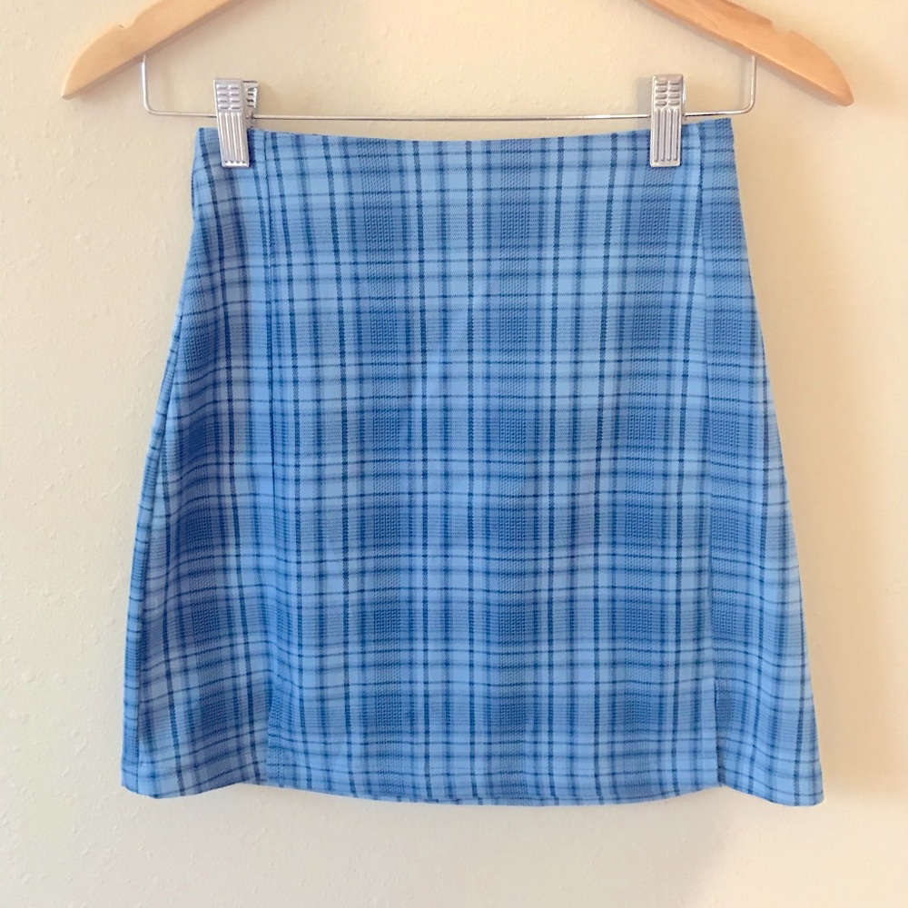 Brandy Melville plaid blue skirt
